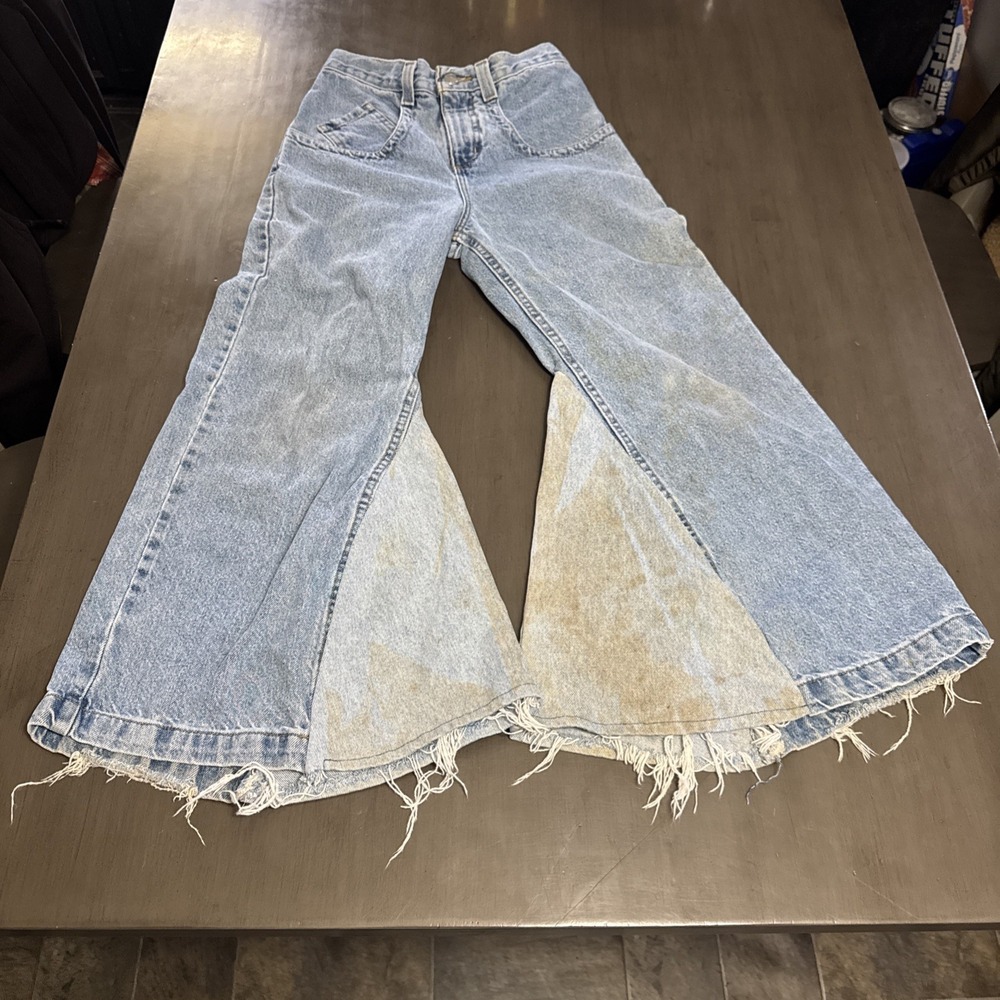 Vintage 90s Zonz Kids Bell Bottoms Jeans Light Wash Wide Leg Denim Size 26x25